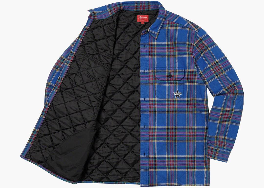 Supreme Quilted Plaid Flannel Shirt 青　M