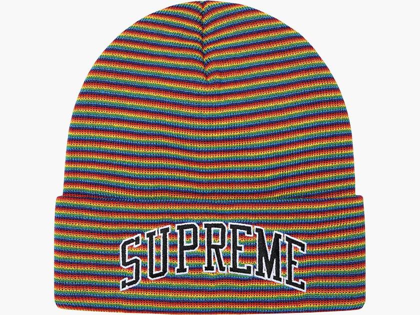 Supreme Rainbow Stripe Beanie Multicolor | Hype Clothinga