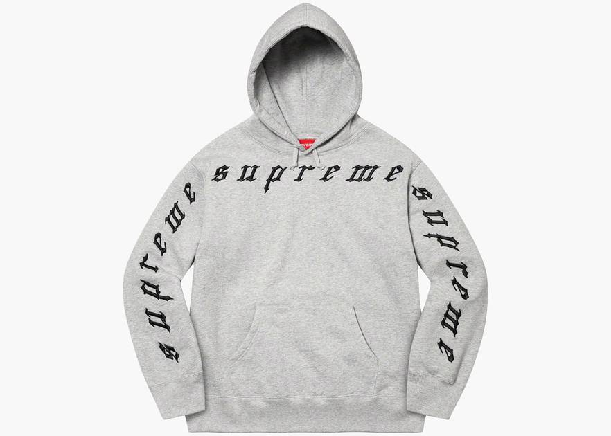 Supreme Raised Embroidery Hooded Sweatshirt Heather Grey | Hype Clothinga