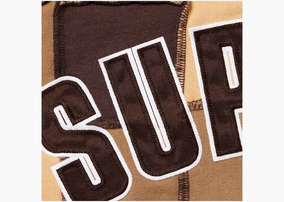 Supreme Reverse Patchwork Zip Up Hooded Sweatshirt Brown | Hype ...