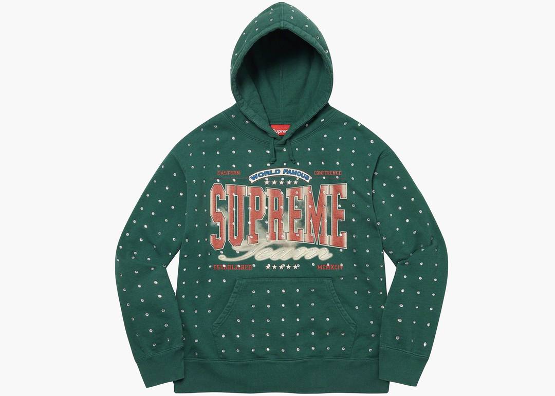 Supreme Rhinestone Hooded Sweatshirt Dark Green | Hype Clothinga Supreme Rhinestone Hooded Sweatshirt Dark Green | Hype Clothinga
