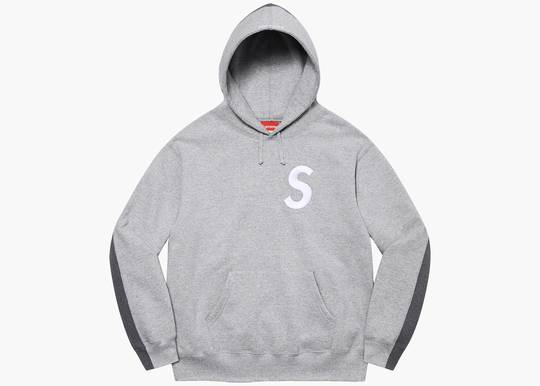 Supreme S Logo Split Hooded Sweatshirt Heather Grey | Hype 