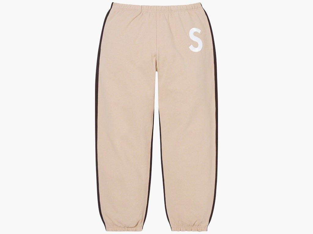 Supreme S Logo Split Sweatpant Tan | Hype Clothinga