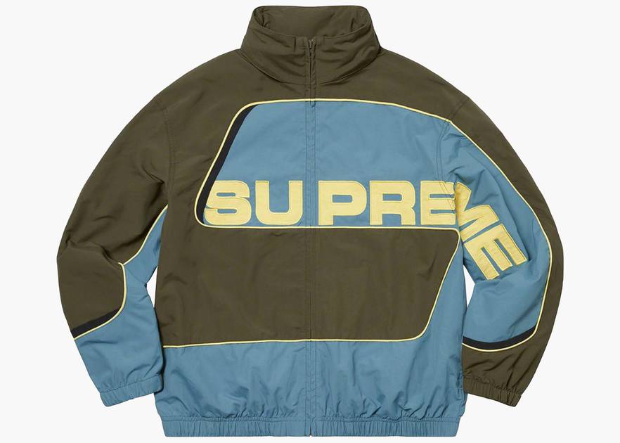 Supreme S Paneled Track Jacket Olive | Hype Clothinga