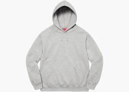 Supreme Satin Appliqué Hooded Sweatshirt Heather Grey | Hype Supreme Satin Appliqué Hooded Sweatshirt Heather Grey | Hype
