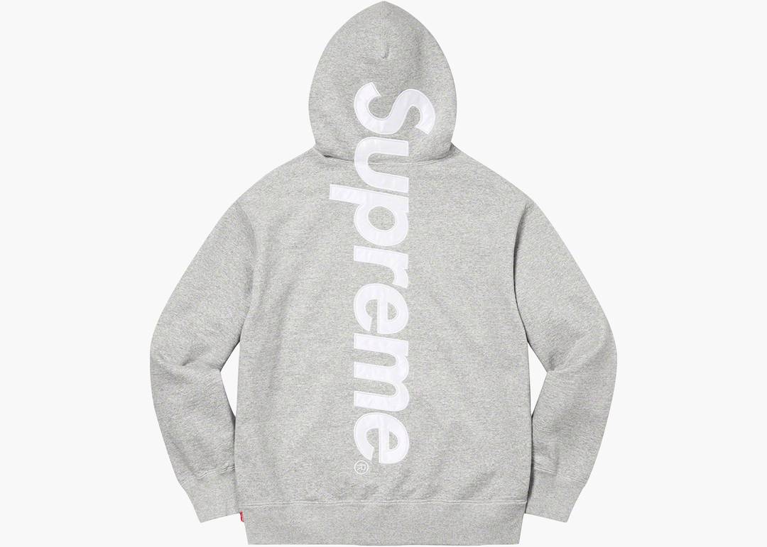 Supreme Satin Appliqué Hooded Sweatshirt Heather Grey | Hype Clothinga