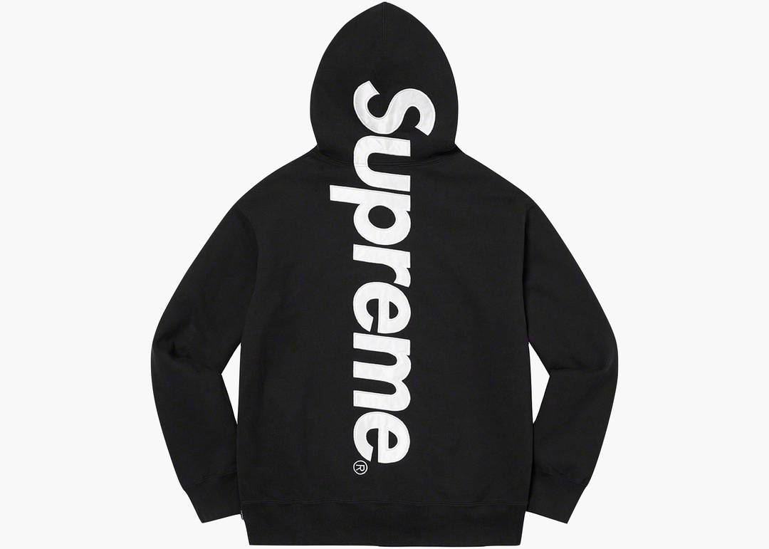 Supreme Satin Appliqué Hooded Sweatshirt Black | Hype Clothinga