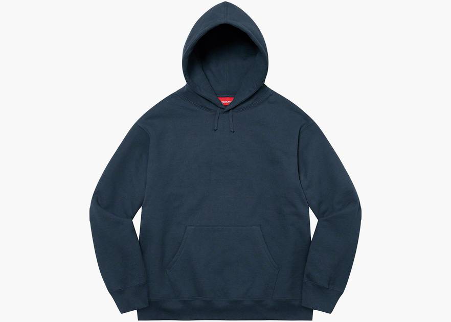 Supreme Satin Appliqué Hooded Sweatshirt Navy | Hype Clothinga