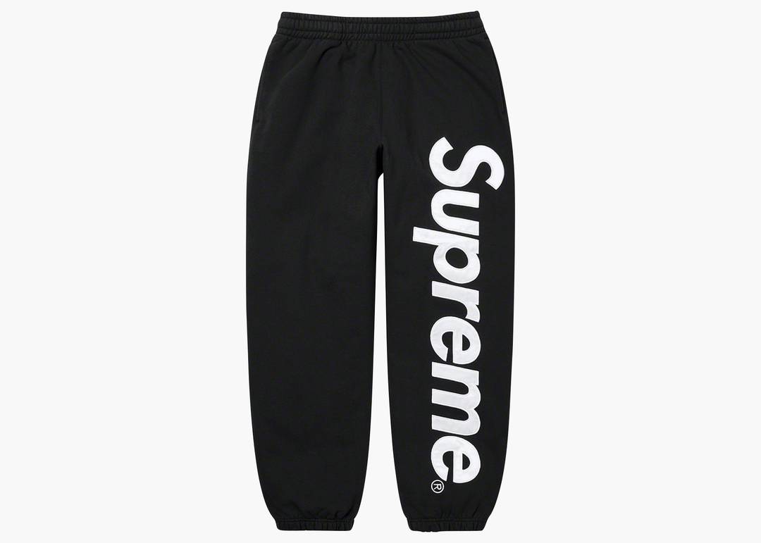 Supreme Satin Appliqué Sweatpant Black | Hype Clothinga