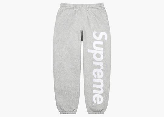 Supreme Satin Appliqué Sweatpant Heather Grey | Hype Clothinga