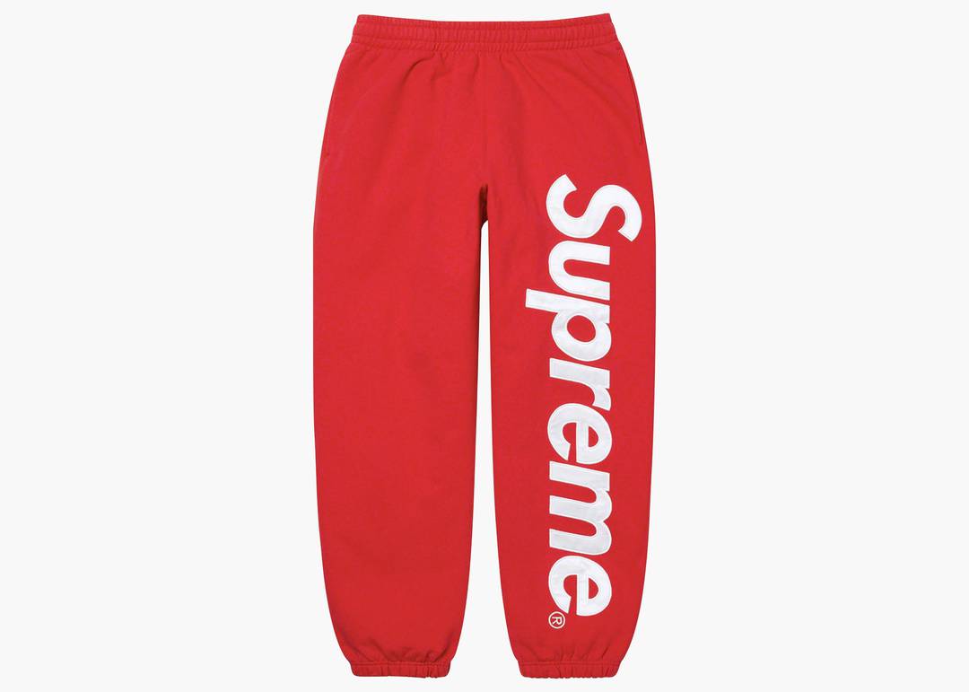 Supreme Satin Appliqué Sweatpant Red | Hype Clothinga