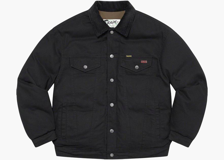 Supreme Schott Canvas Down Trucker Jacket Black | Hype Clothinga