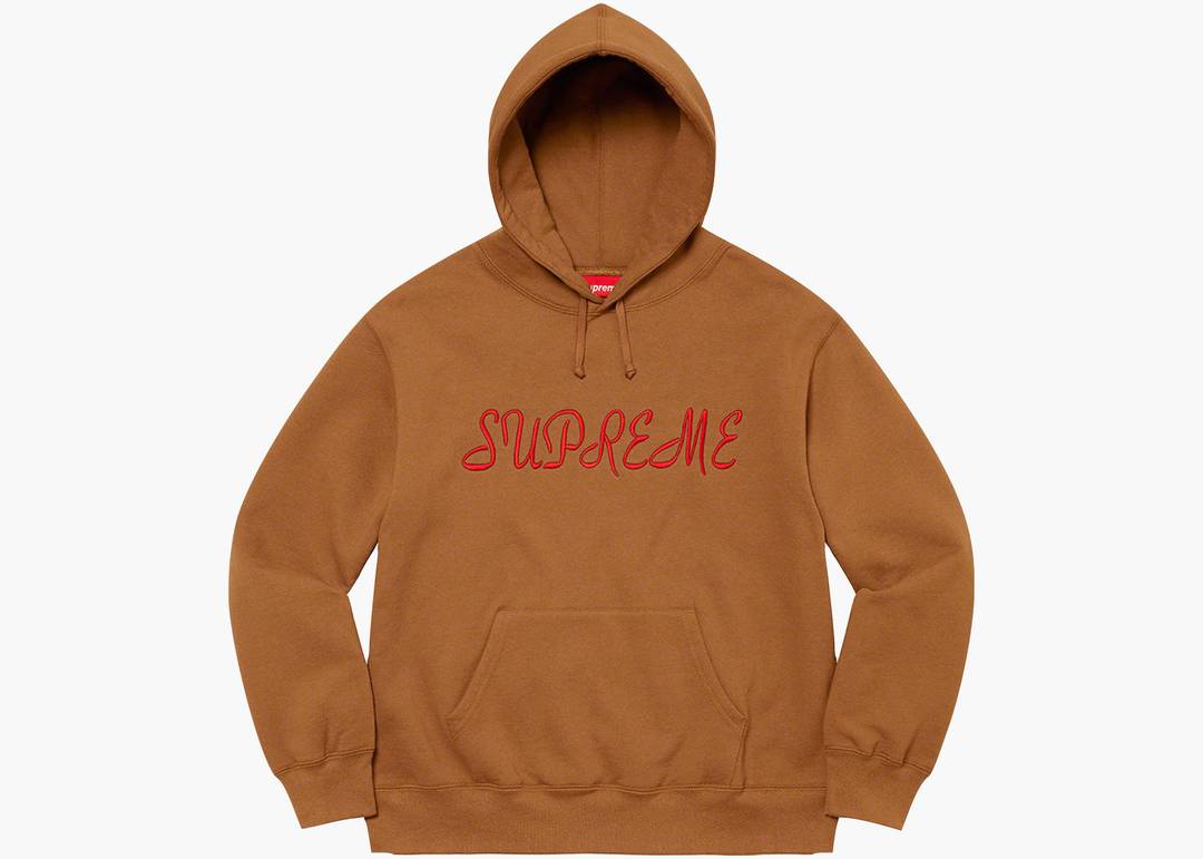 Supreme Hooded USA Logo Pullover Hooded Sweatshirt Hoodie Brown Large Travis