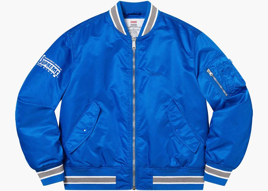 Supreme Second To None MA-1 Jacket Blue | Hype Clothinga