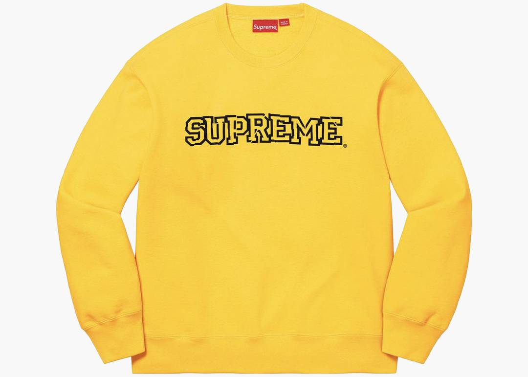 Supreme Shattered Logo Crewneck Yellow | Hype Clothinga