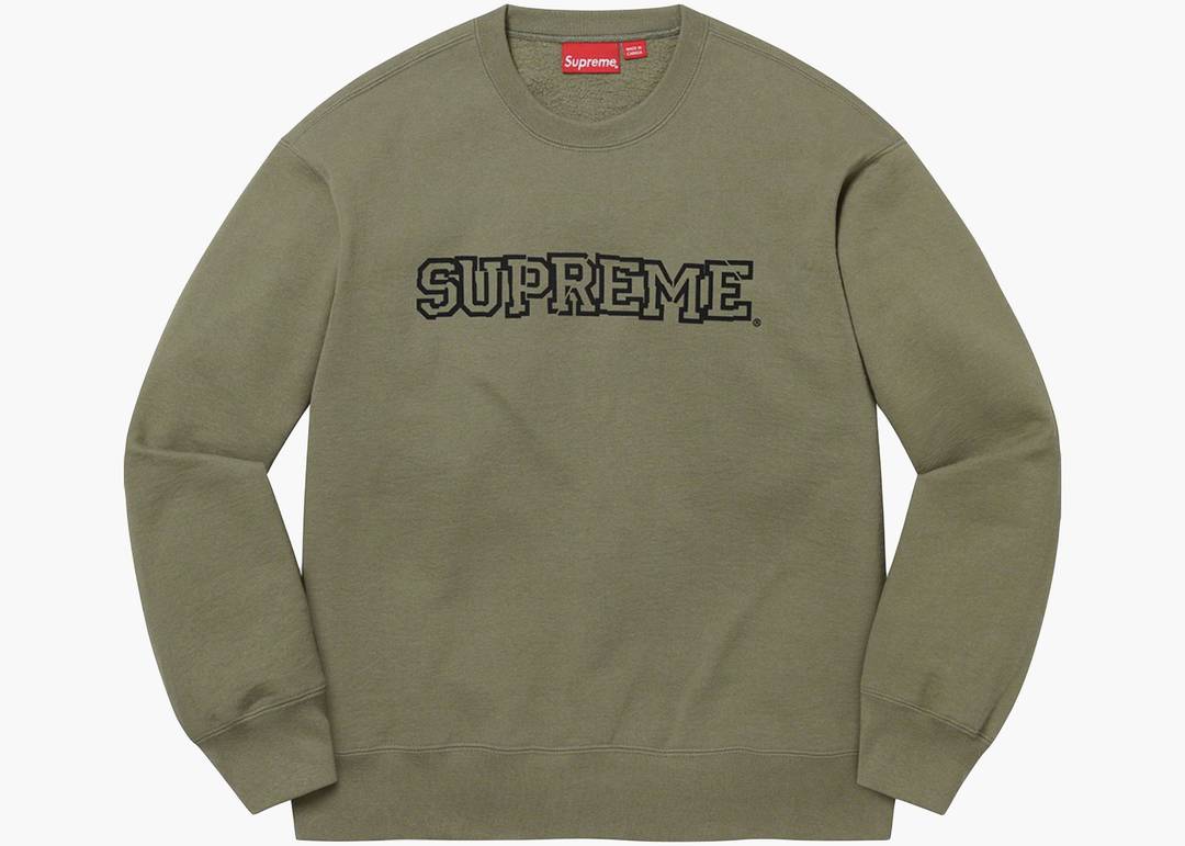 Supreme Shattered Logo Crewneck Light Olive | Hype Clothinga