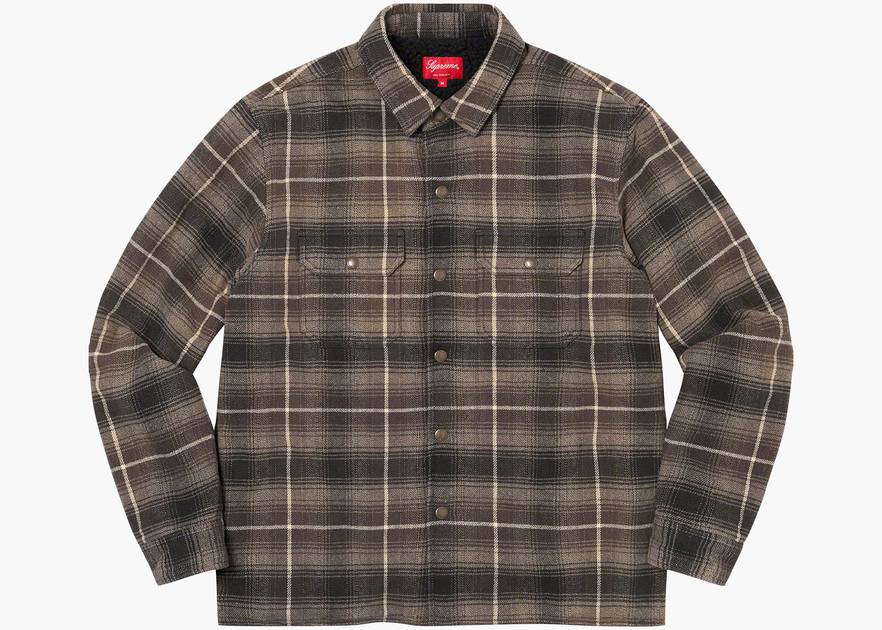 Supreme Shearling Lined Flannel Shirt Black | Hype Clothinga