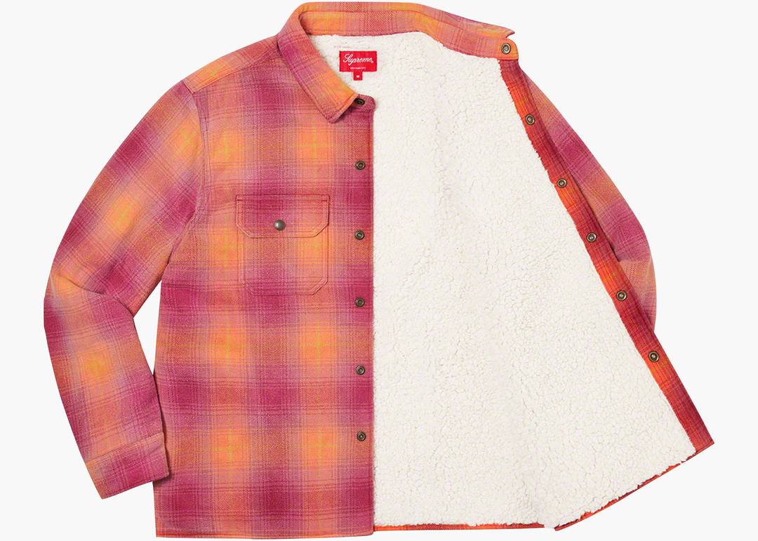 Supreme Shearling Lined Flannel Shirt Orange | Hype Clothinga