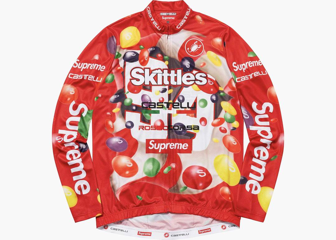 Supreme Skittles Castelli L/S Cycling Jersey Red | Hype Clothinga