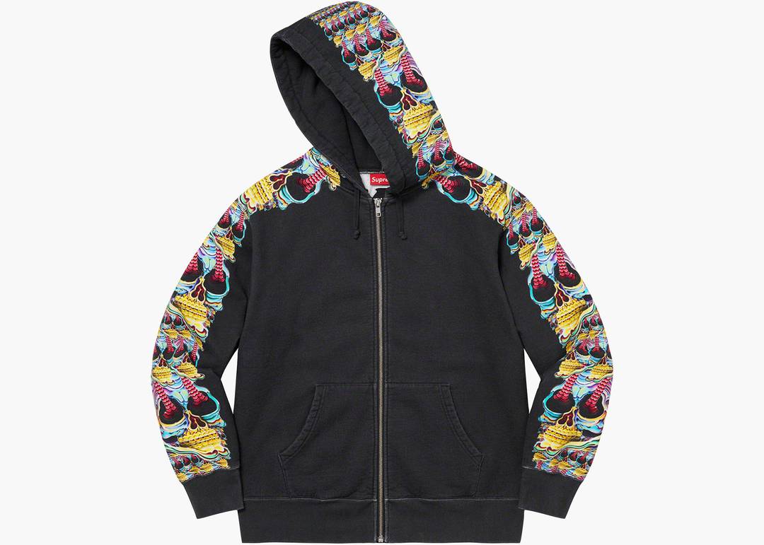 Supreme Skulls Zip Up Hooded Sweatshirt Black | Hype Clothinga