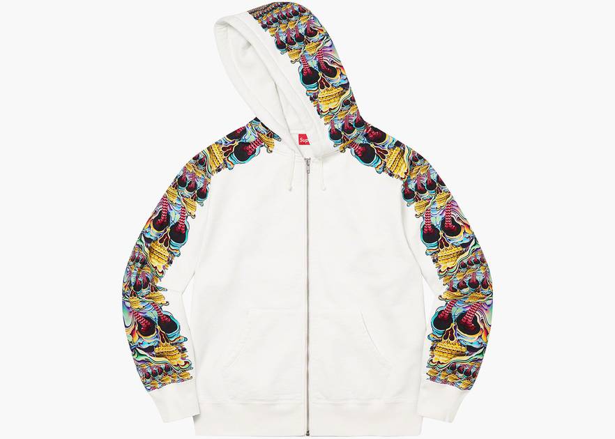 Supreme Skulls Zip Up Hooded Sweatshirt White | Hype Clothinga Supreme Skulls Zip Up Hooded Sweatshirt White | Hype Clothinga