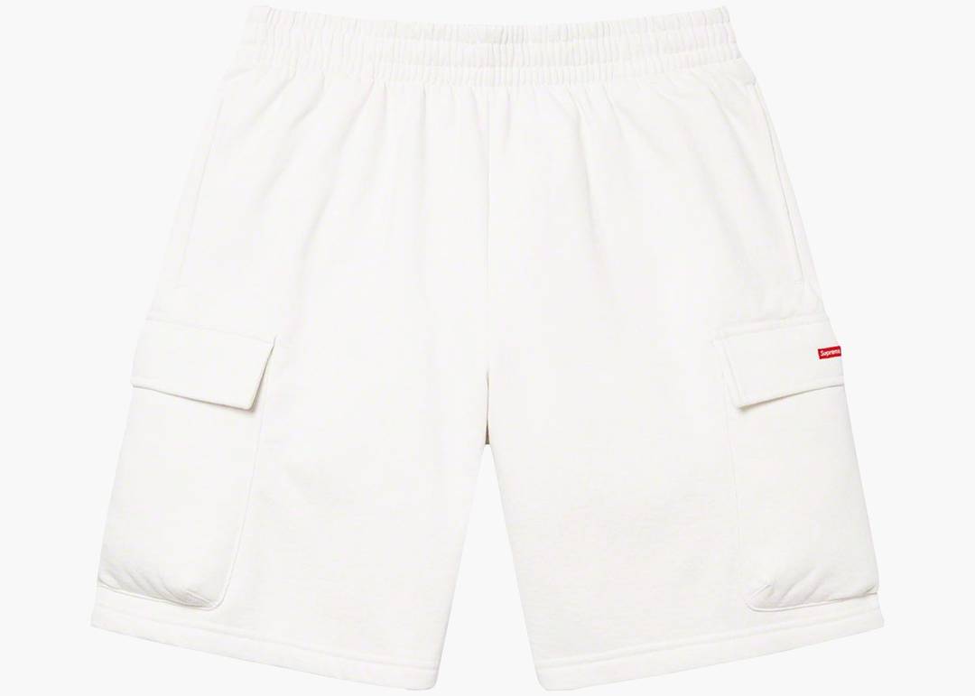 Supreme Small Box Baggy Cargo Sweatshort White | Hype Clothinga