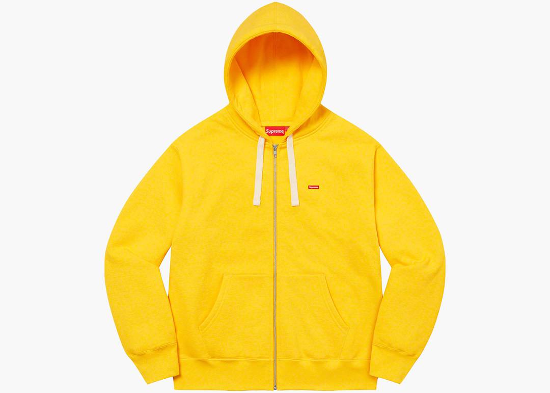 Supreme Small Box Drawcord Zip Up Hooded Sweatshirt Yellow | Hype