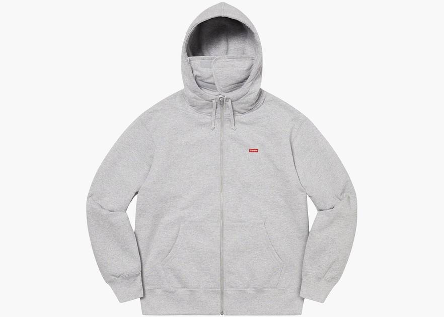 Supreme Small Box Facemask Zip Up Hooded Sweatshirt Heather