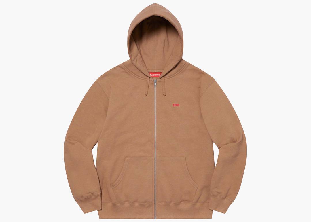 Supreme Small Box Zip Up Hooded Sweatshirt Brown