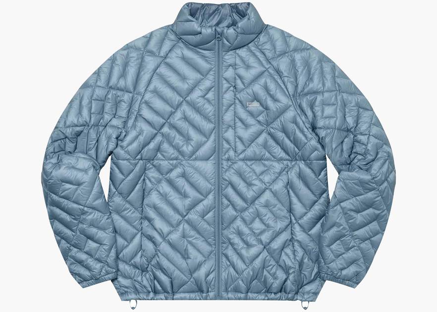 Supreme Spellout Quilted Lightweight Down Jacket Slate | Hype ...