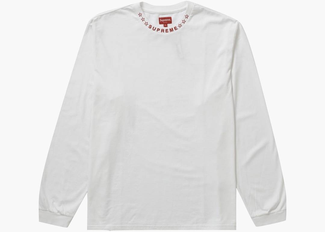 Supreme Stars Collar L/S Top White | Hype Clothinga