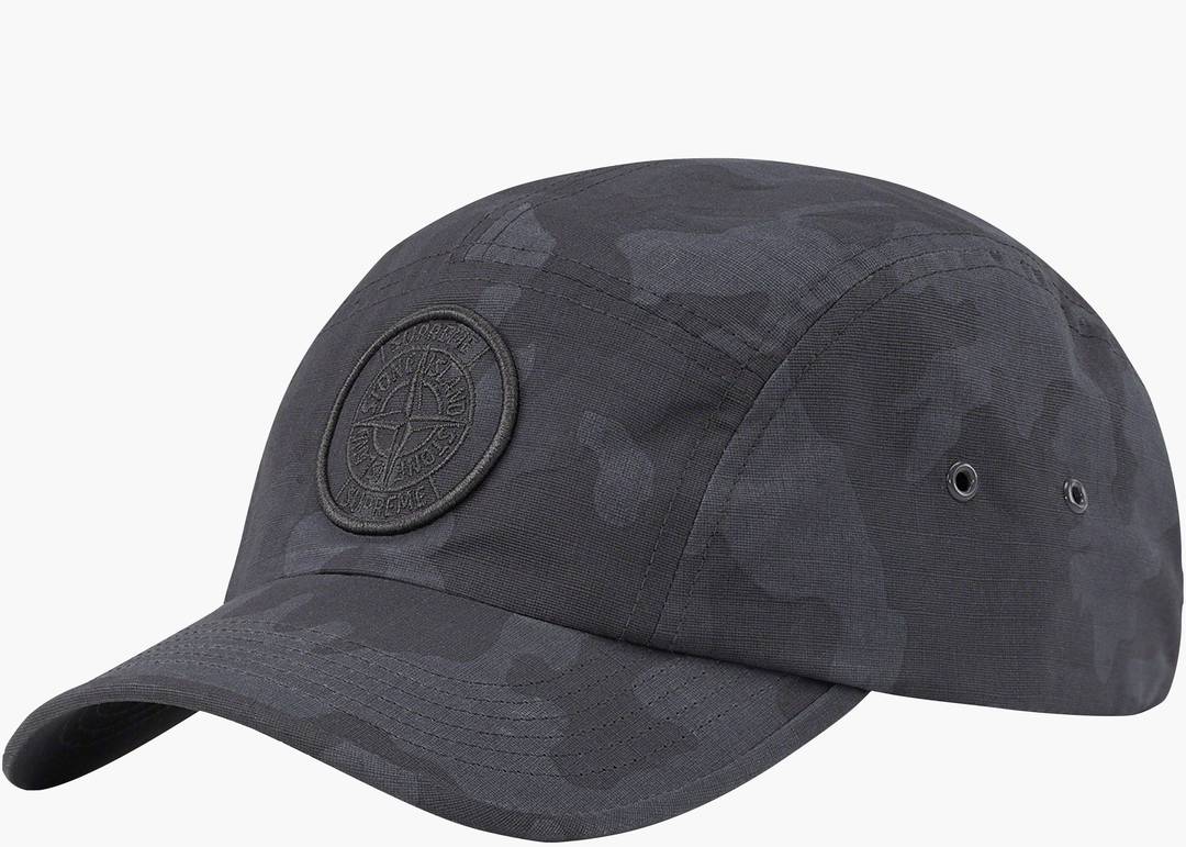 Supreme Stone Island Reactive Ice Camo Ripstop Camp Cap Black