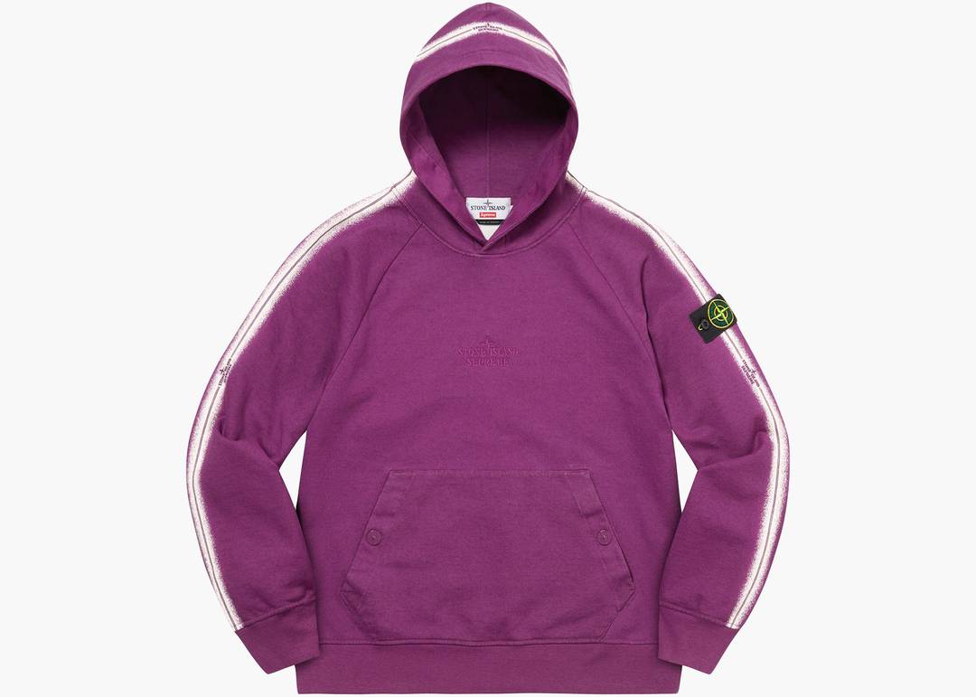 Supreme Stone Island Stripe Hooded Sweatshirt Purple | Hype Clothinga