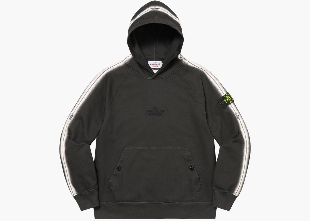 Supreme Stone Island Stripe Hooded Sweatshirt Black | Hype