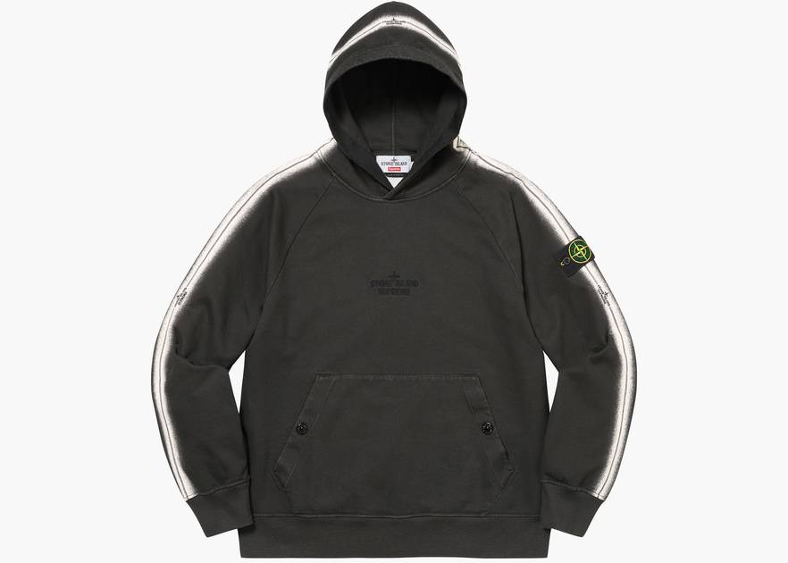 Supreme Stone Island Stripe Hooded Sweatshirt Black | Hype Clothinga