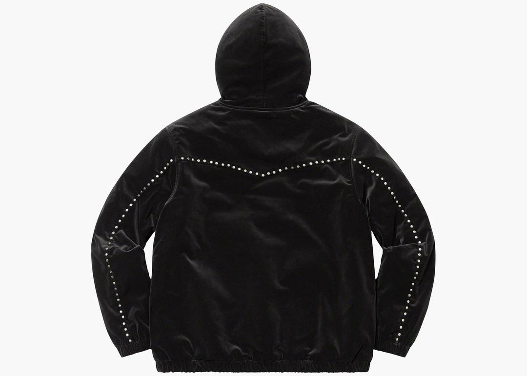 Supreme Studded Velvet Hooded Work Jacket Black | Hype Clothinga