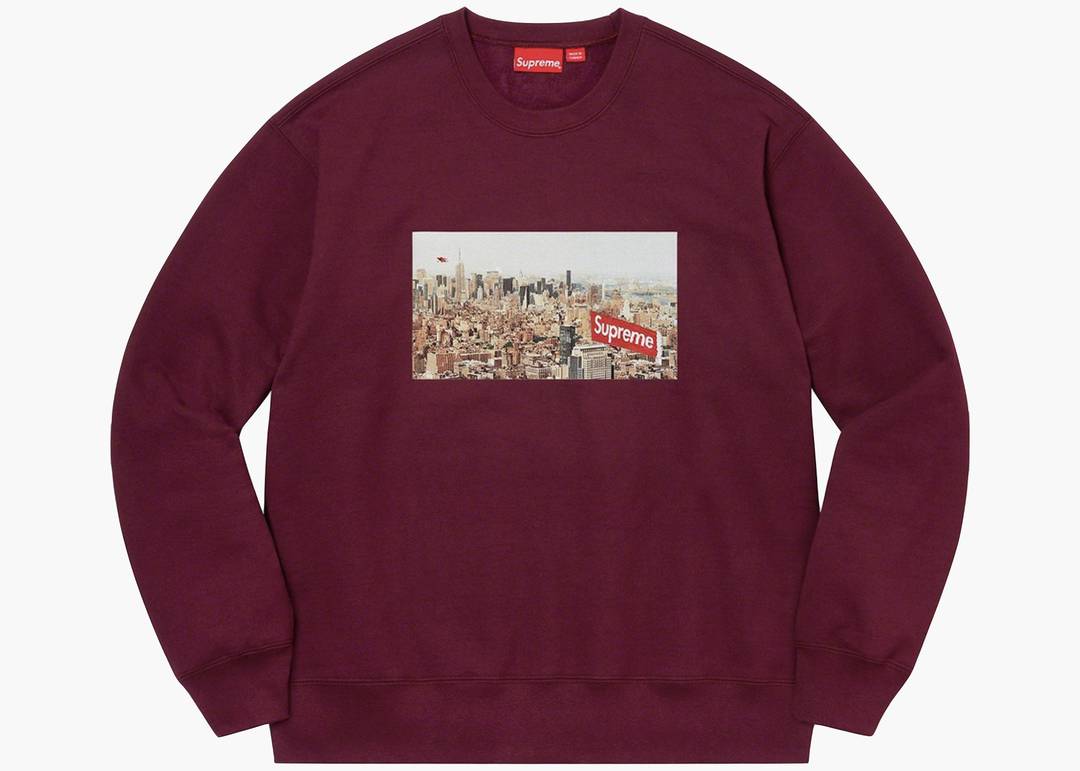 美品 supreme aerial crewneck バーガンディ-