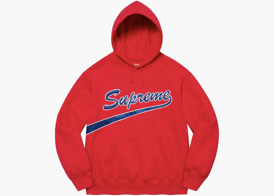 Supreme Faux Shearling Zip Up Hooded Sweatshirt Red