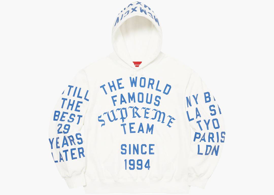 Supreme Team Flocked Hooded Sweatshirt White | Hype Clothinga