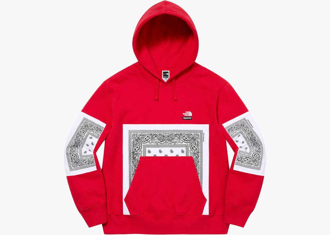 Supreme The North Face Bandana Hooded Sweatshirt Red | Hype Clothinga