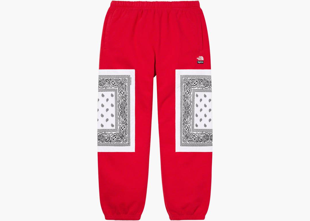 Supreme The North Face Bandana Sweatpant Red | Hype Clothinga