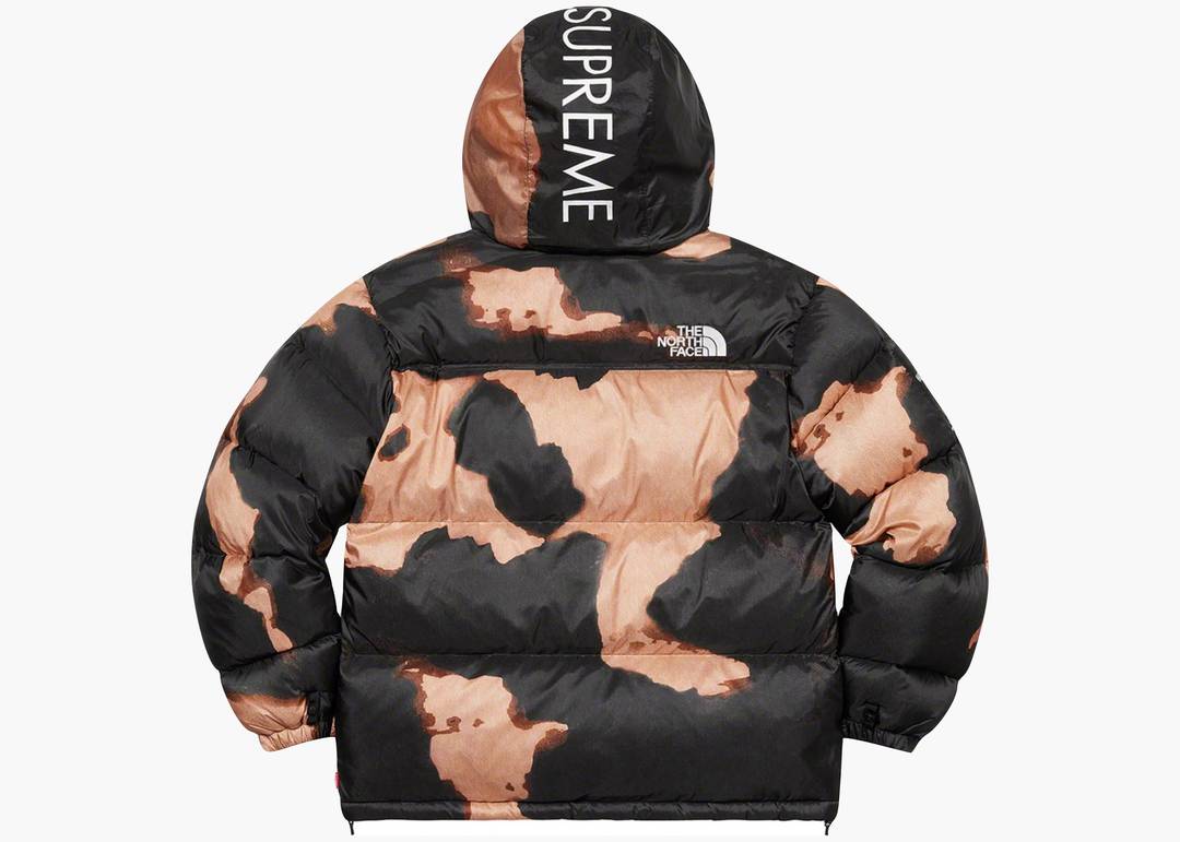 Supreme The North Face Bleached Denim Print Nuptse Jacket Black