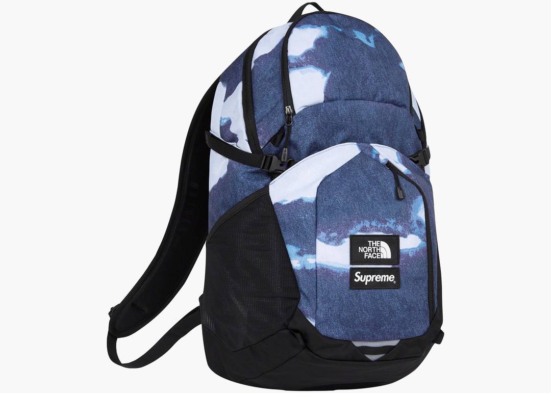 Supreme The North Face Bleached Denim Print Pocono Backpack Indigo