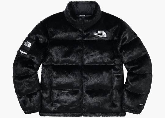 Supreme The North Face Faux Fur Nuptse Jacket Black