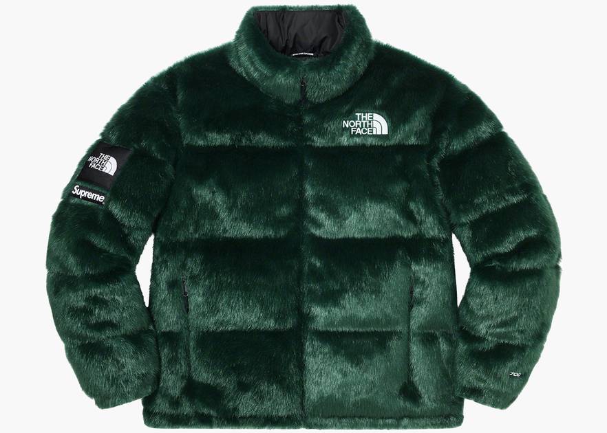 Supreme The North Face Faux Fur Nuptse Jacket Green