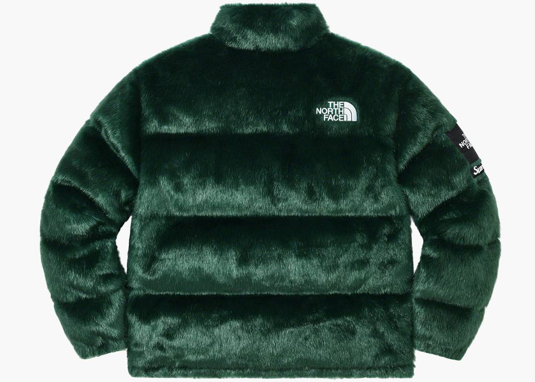 Supreme The North Face Faux Fur Nuptse Jacket Green