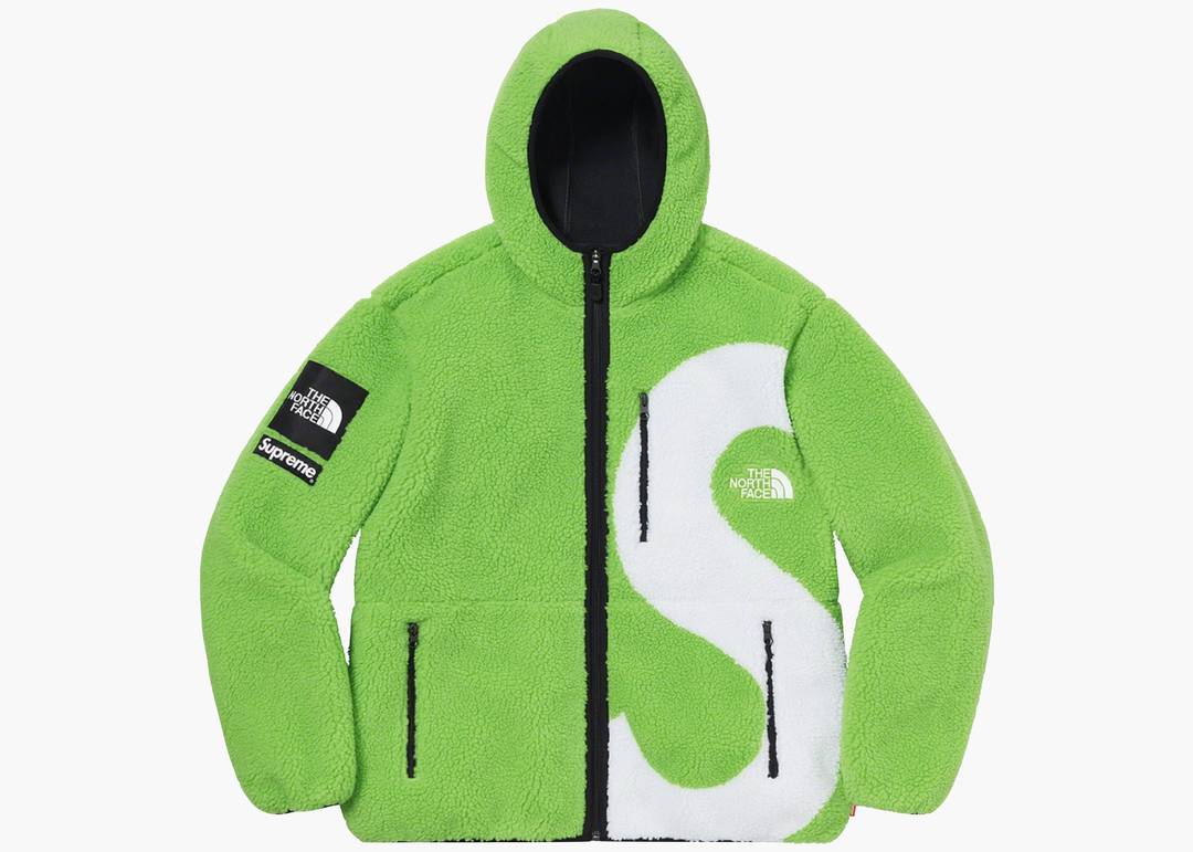 Supreme The North Face Logo Hooded Fleece Jacket Lime