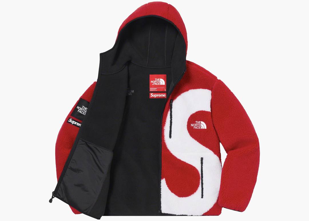 Supreme The North Face Logo Hooded Fleece Jacket Red