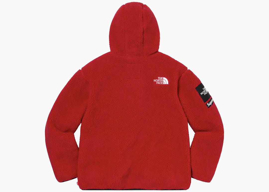 Supreme The North Face Logo Hooded Fleece Jacket Red