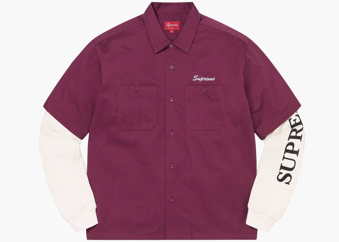 Supreme Thermal Work Shirt Dusty Maroon | Hype Clothinga